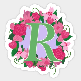 Monogram R, Personalized Floral Initial Sticker